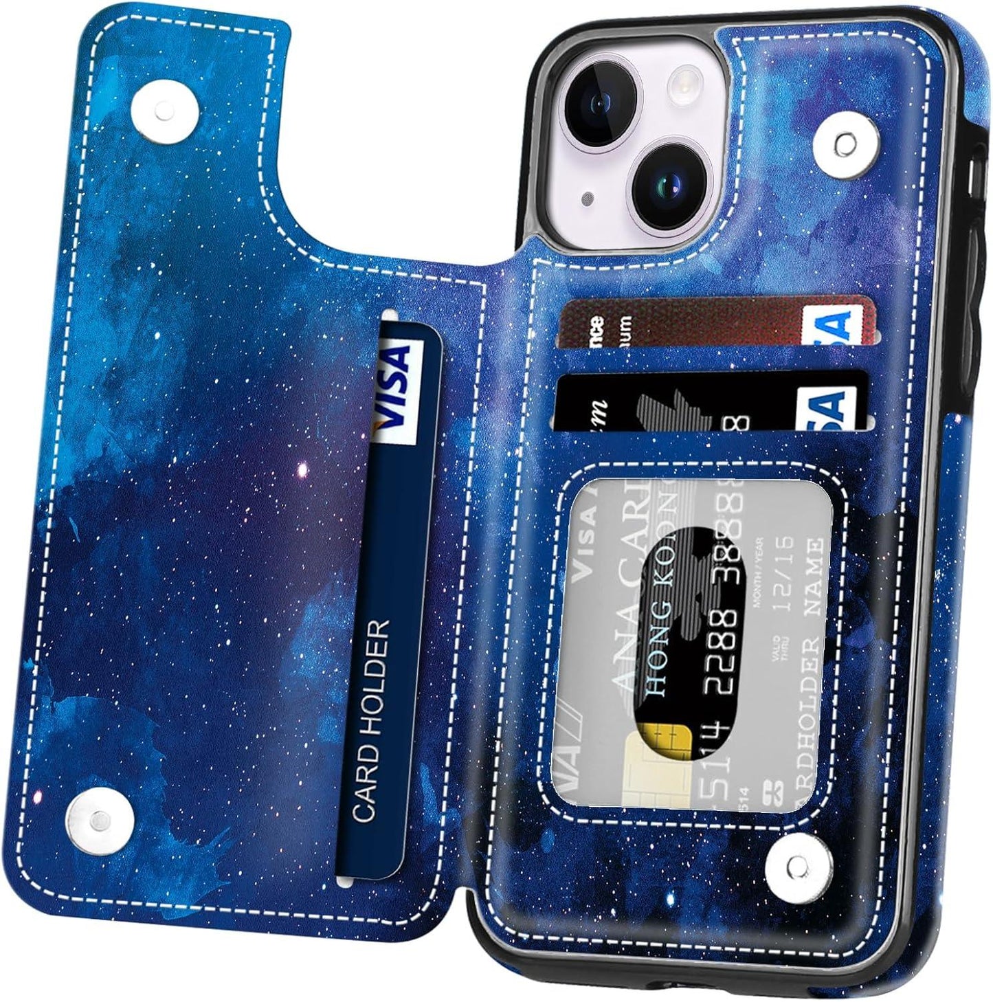 Hoofur for iPhone 15 Wallet Case with Card Holder, Slim and Lightweight PU Leather Card Slots Shockproof Folio Flip Protective Shell for Apple iPhone 15 - Hoofur